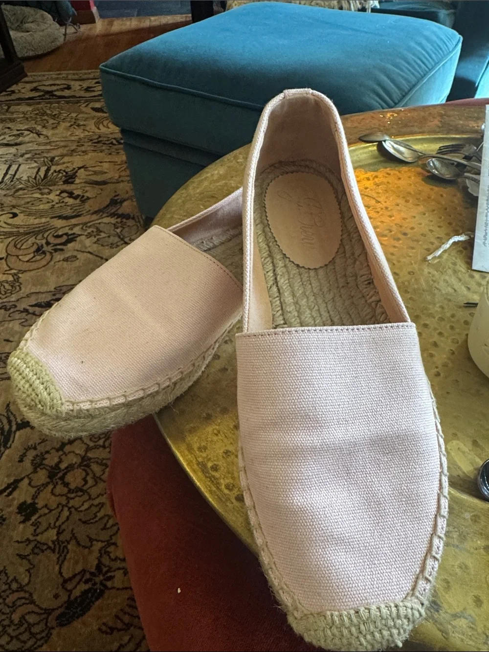 J. Crew Pale Pink Canvas Espadrille Slip-Ons
